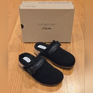 Clarks Black Brynn Mules